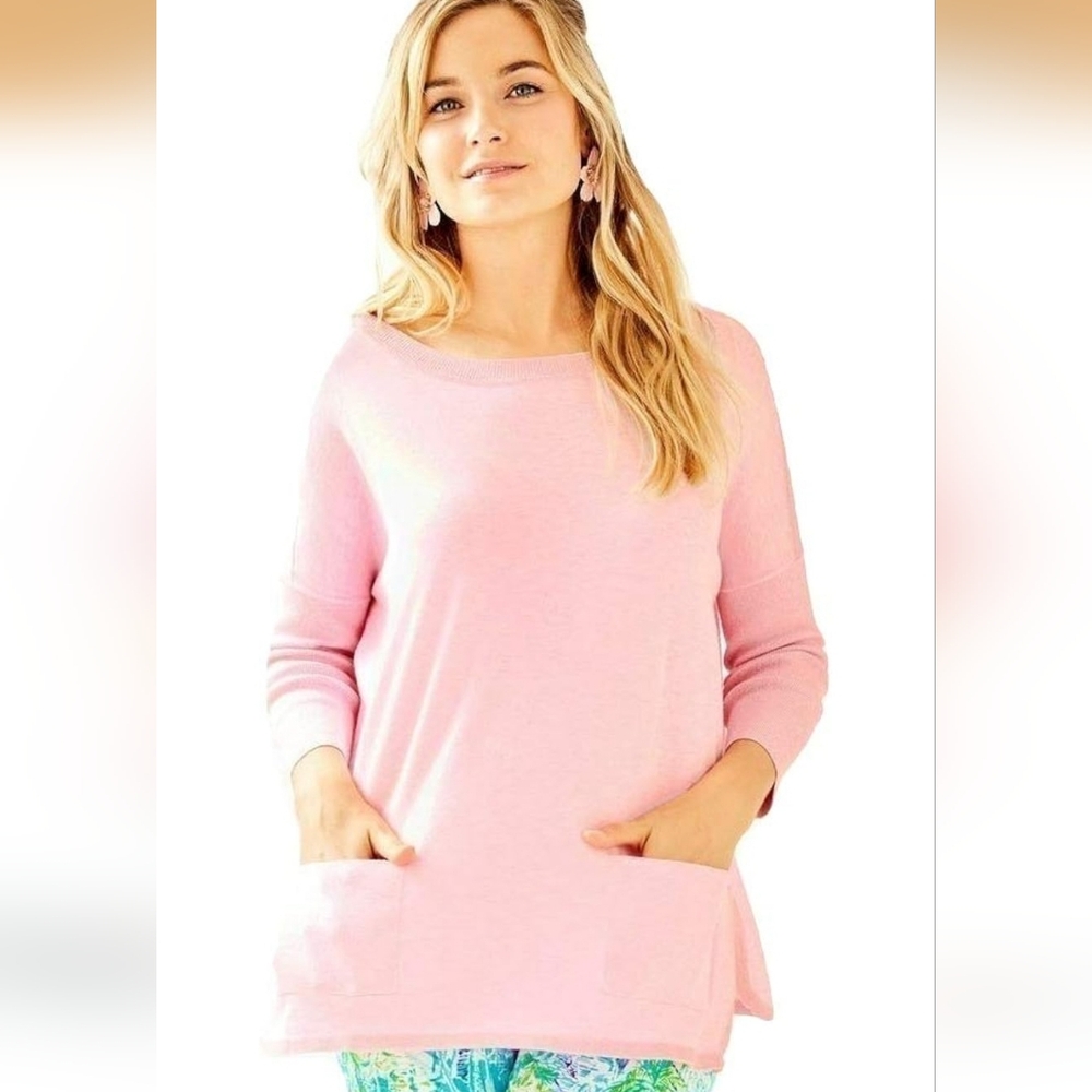Lilly Pulitzer Cobo Boxy Sweater Heathered Pink Tropics Tint Size XL